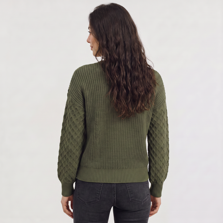Women's Classic Textured Knit Lantern Sleeve Sweater