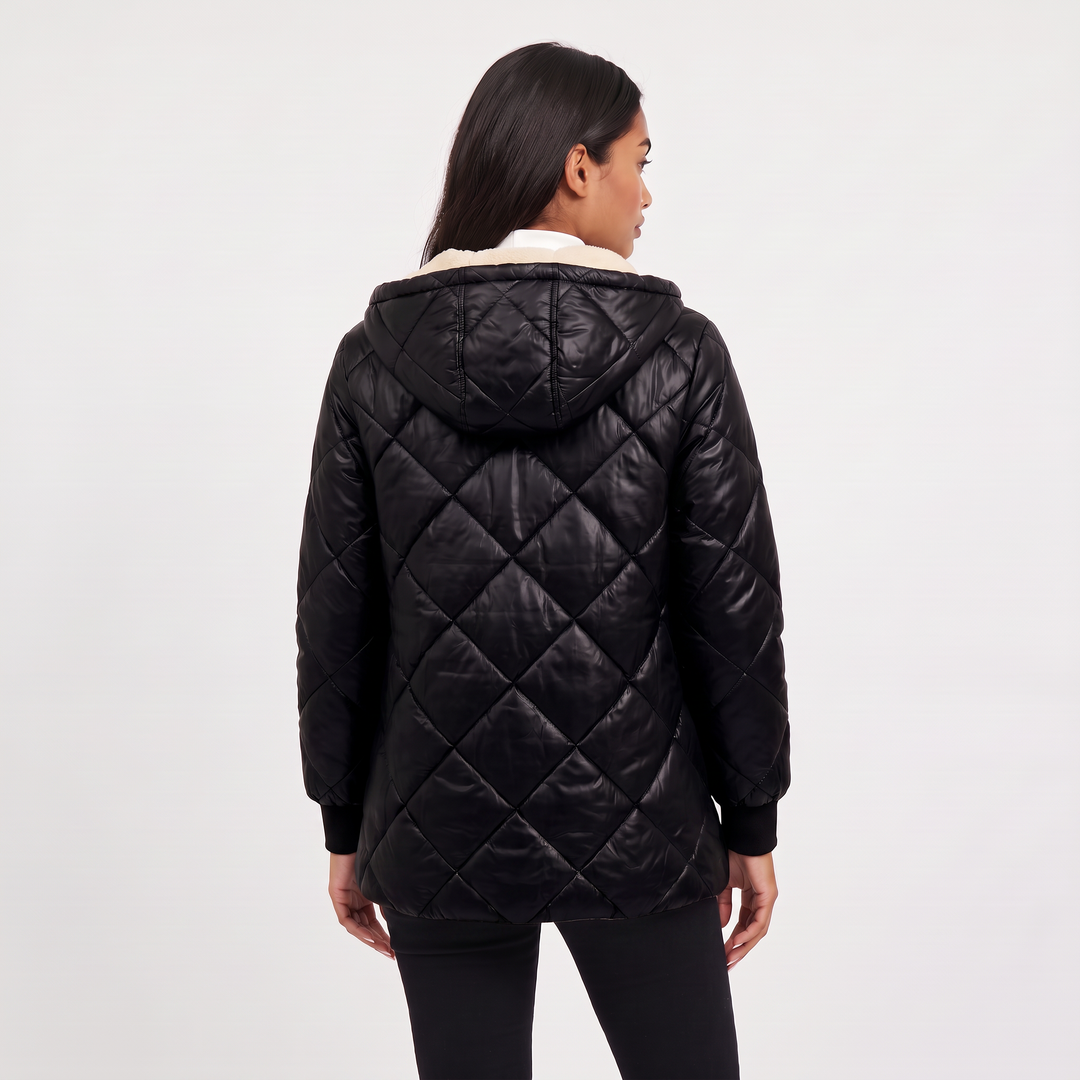 Women's Casual Quilted Hooded Mid-Length Jacket