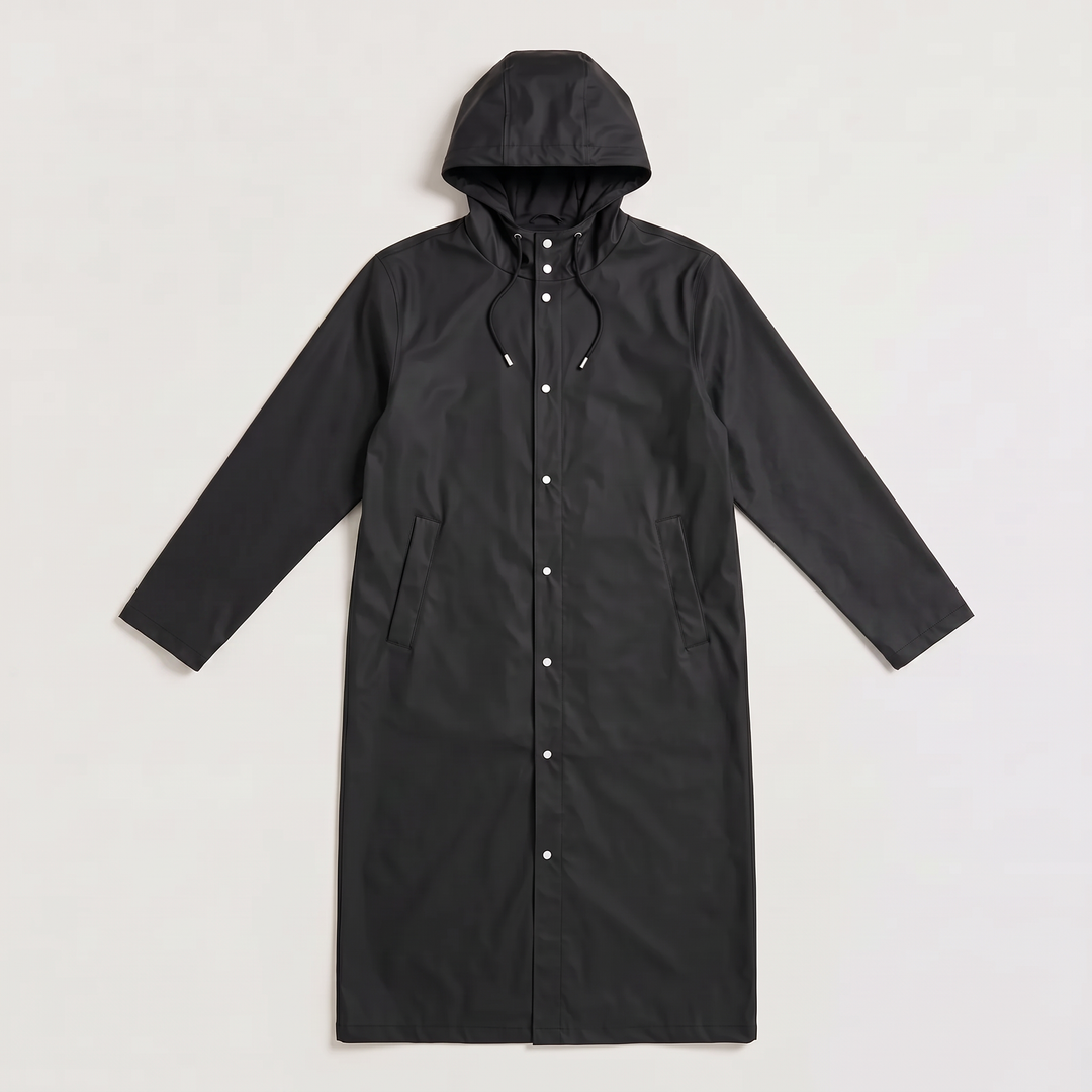 Men's Casual Waterproof Extra Long Hooded Raincoat