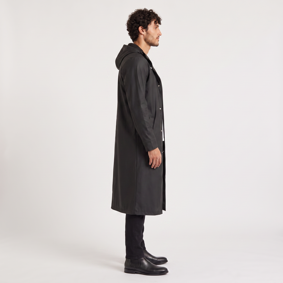 Men's Casual Waterproof Extra Long Hooded Raincoat