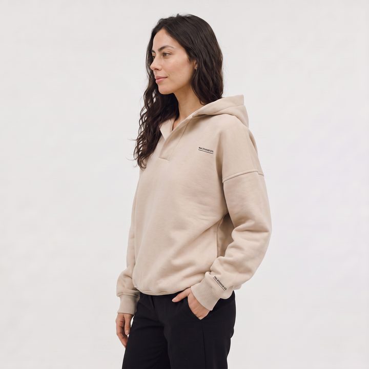 Women's Casual Oversized V-Neck Cotton Hoodie