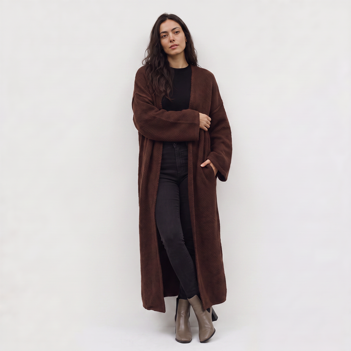 Women's Casual Long Line Knit Open-Front Cardigan