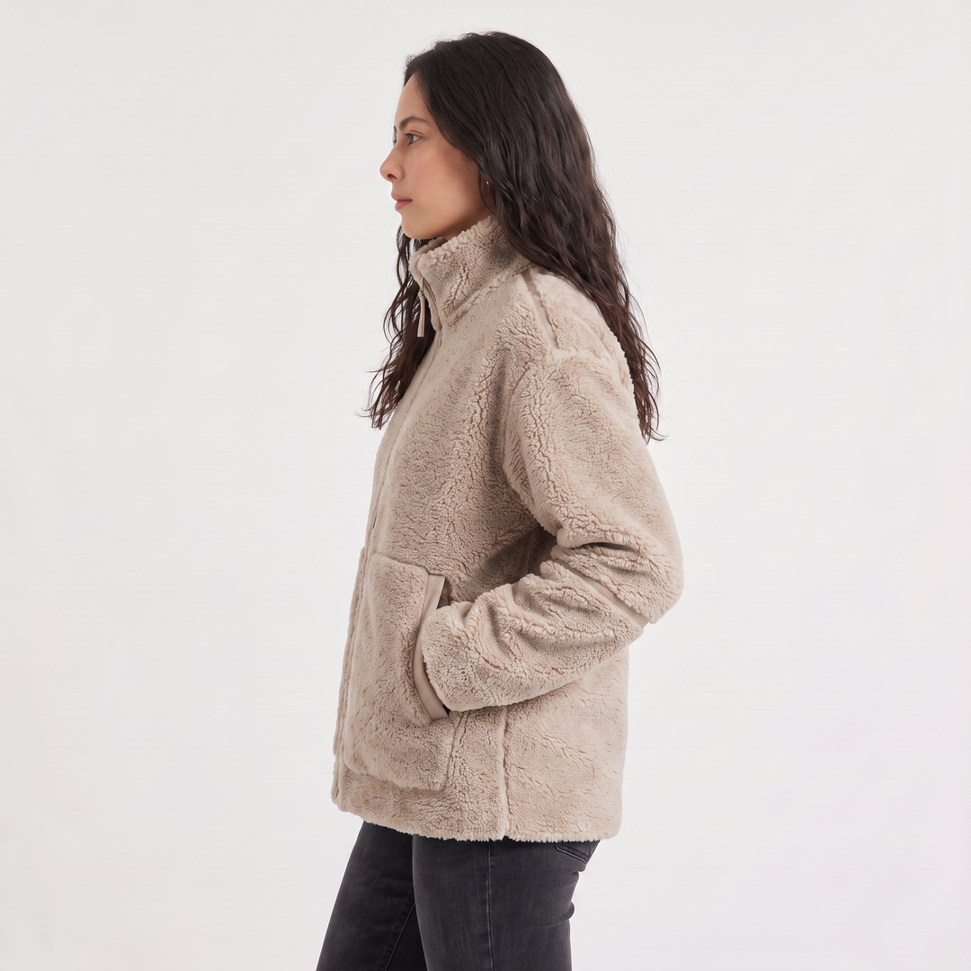 Women's Casual Teddy Fleece Zip-Up Jacket