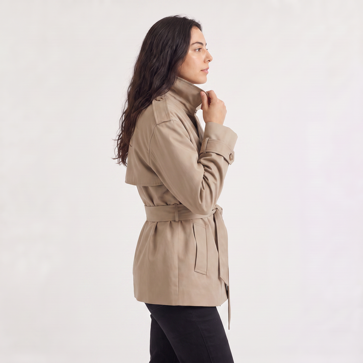 Women's Oversized Wool Blend Short Trench Coat