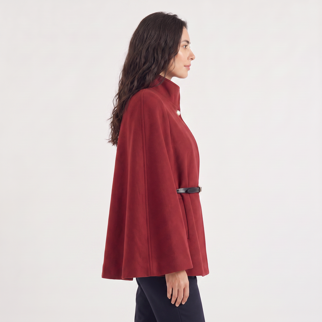 Women's Classic Wool Blend Belted Cloak Coat