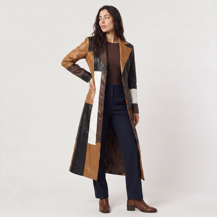 Women's Classic Cotton Blend Patchwork Trench Coat