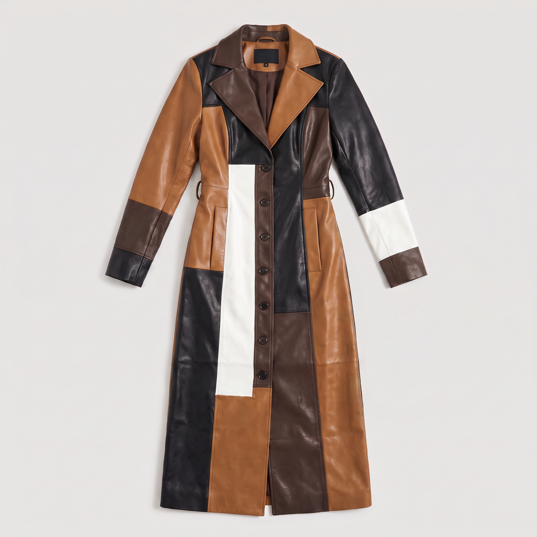Women's Classic Cotton Blend Patchwork Trench Coat
