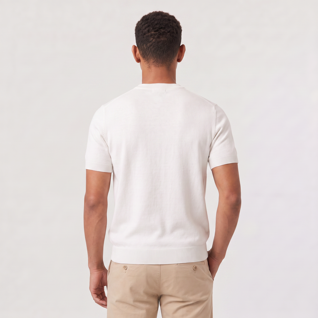 Men's Classic Fine Knit Crew Neck Short Sleeve T-Shirt