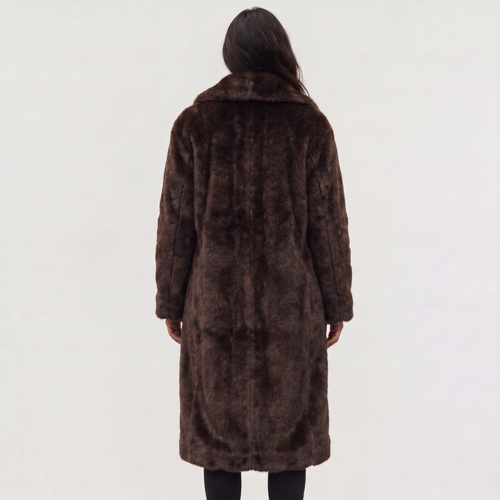 Women's Elegant Faux Fur Long Trench Coat
