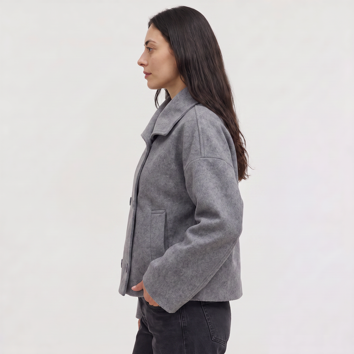 Women's Casual Double-Breasted Oversized Wool Jacket