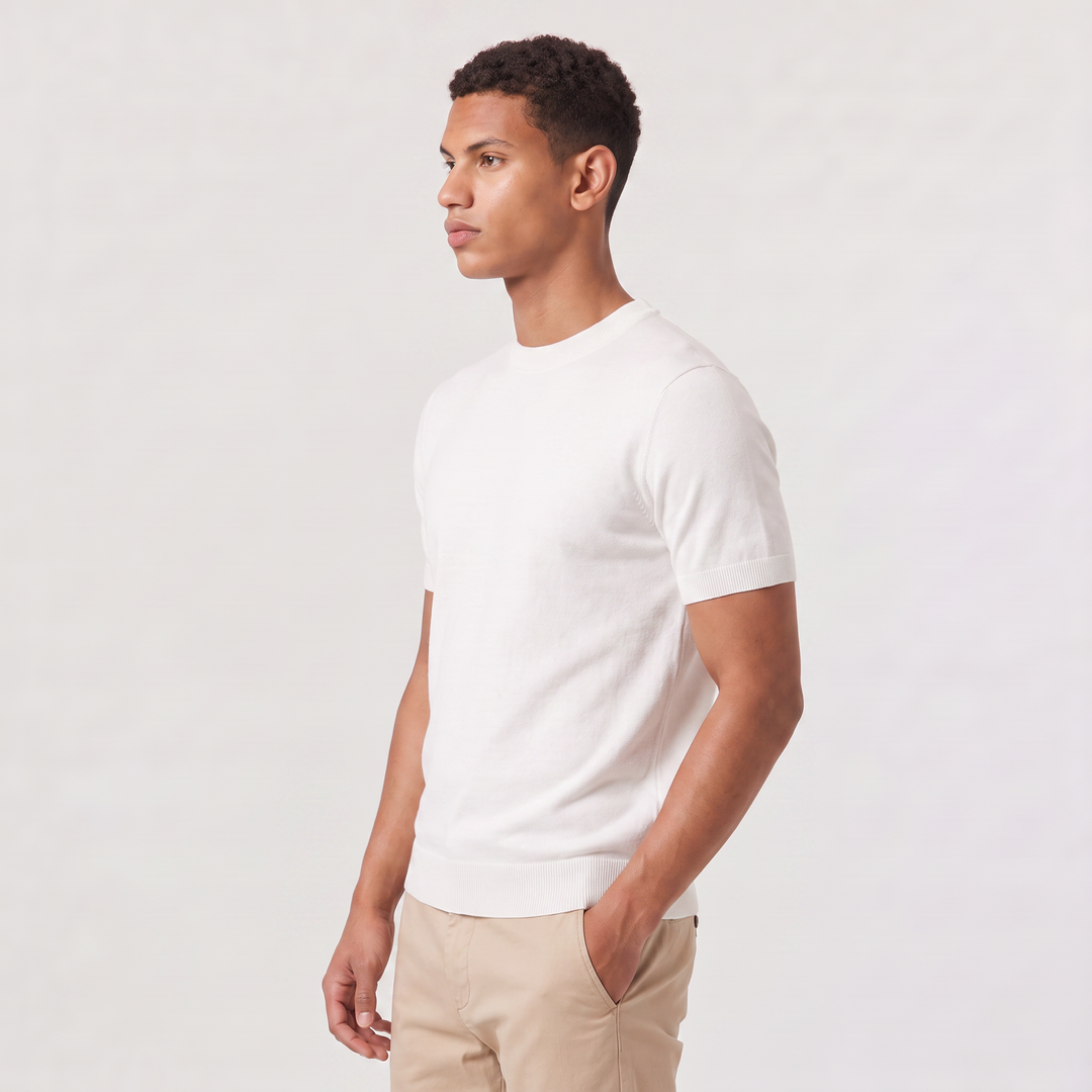 Men's Classic Fine Knit Crew Neck Short Sleeve T-Shirt