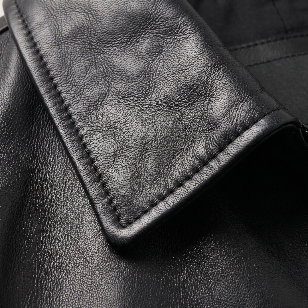 Men's Classic Leather-Look Zip Front Jacket Regular Fit