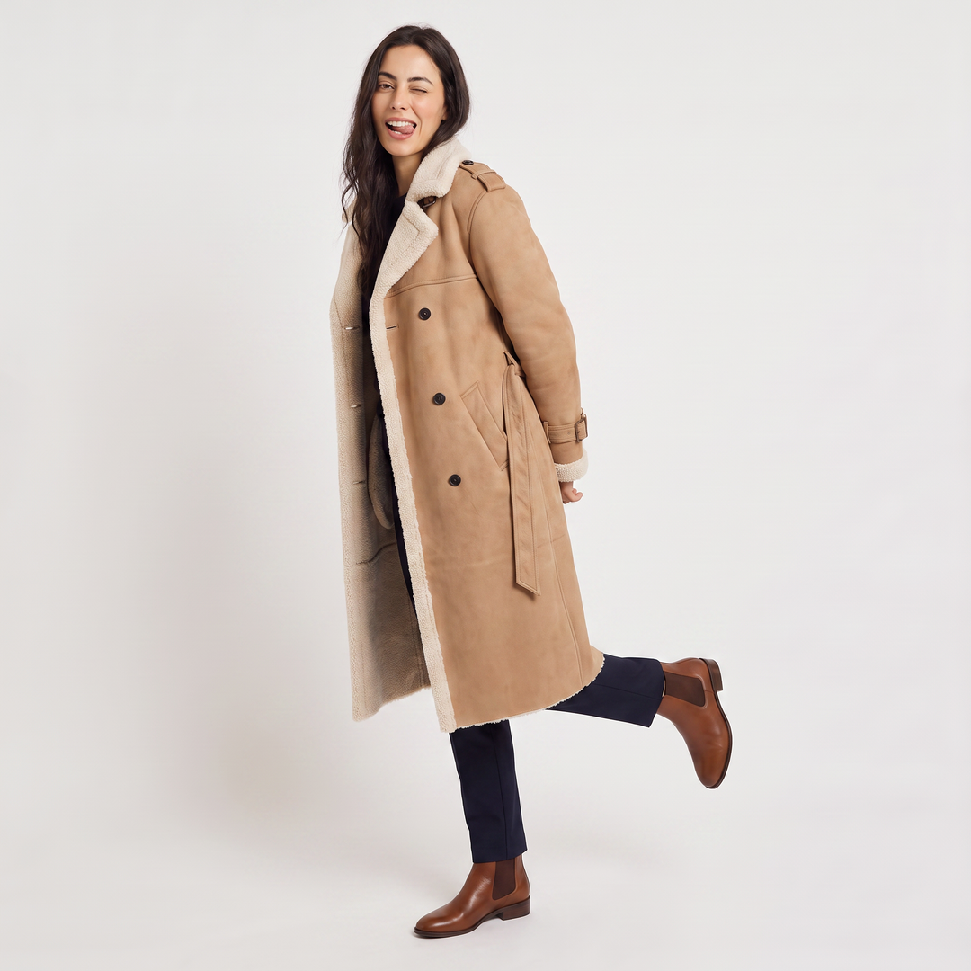 Women's Classic Longline Borg-Lined Aviator Coat