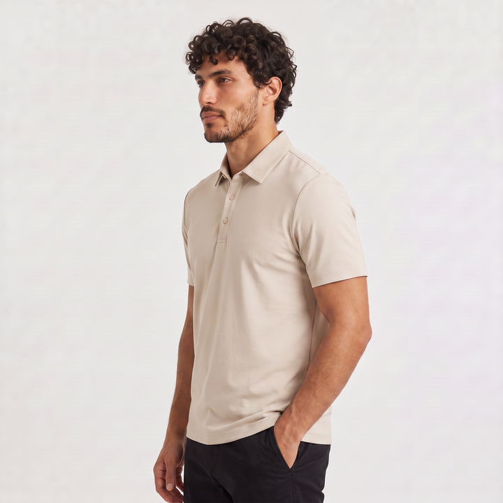 Men's Casual Cotton Short Sleeve Polo Shirt with Chest Pocket
