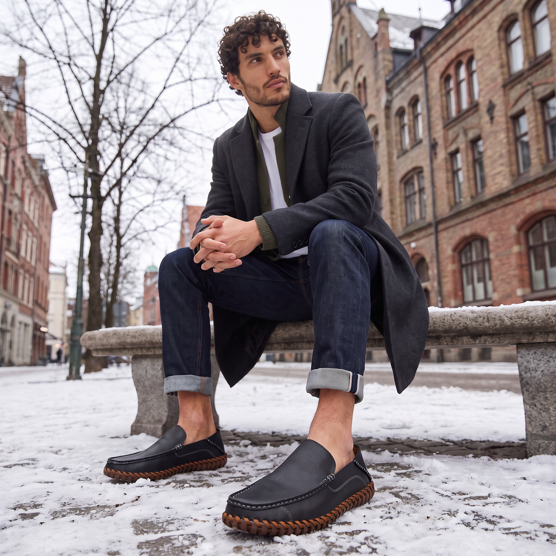 Men's Classic Leather Handstitched Slip-On Loafers