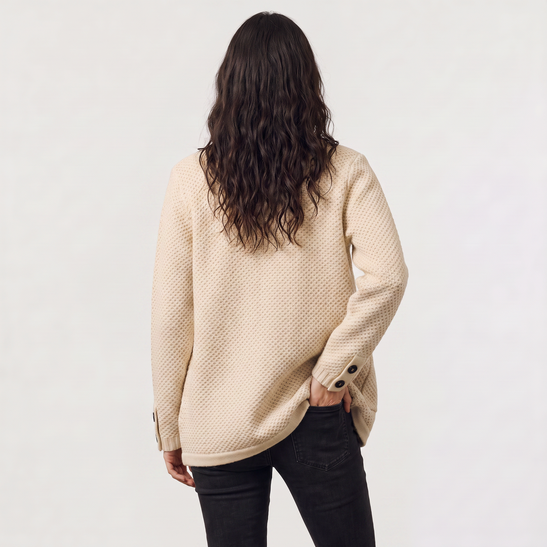 Women's Casual Textured Knit Stand Collar Cardigan