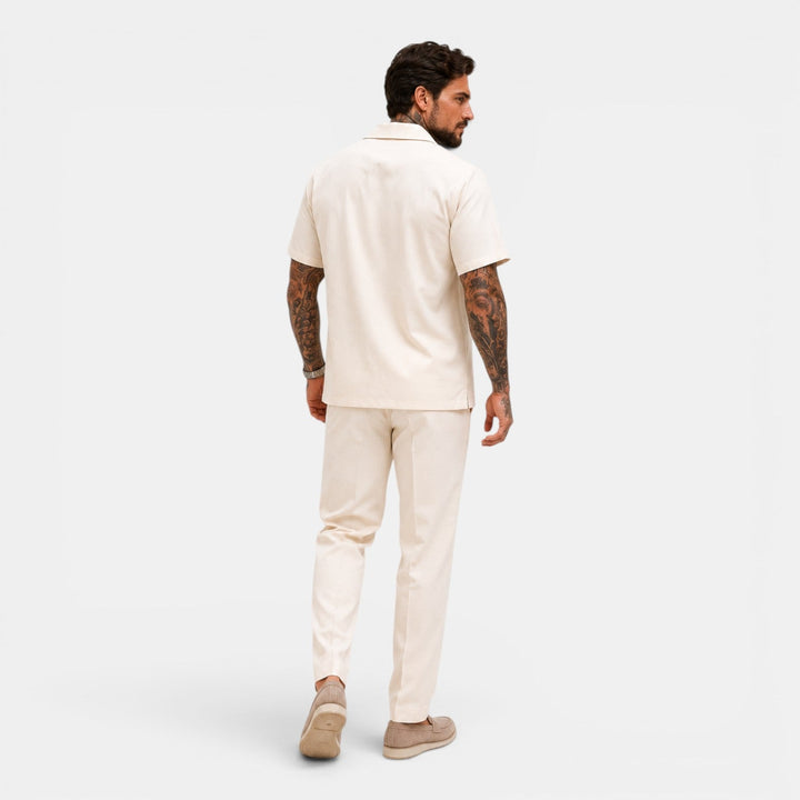 Men's Classic Cotton Short Sleeve Blazer and Trouser Set