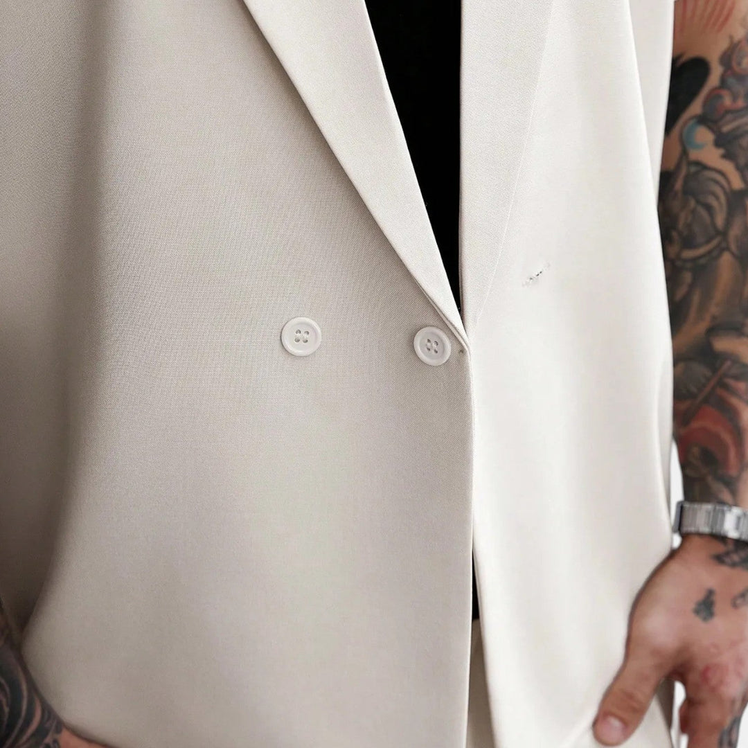 Men's Classic Cotton Short Sleeve Blazer and Trouser Set