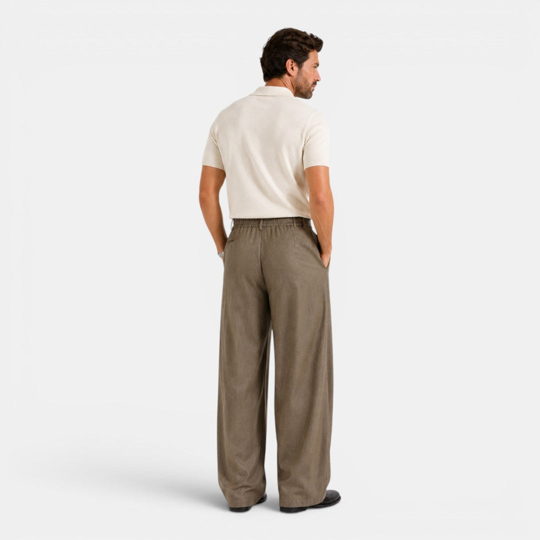 Men's Relaxed Tailored Wide Leg Pleated Trousers