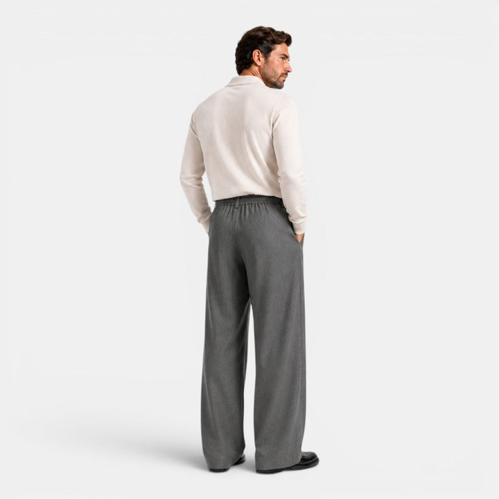 Men's Relaxed Tailored Wide Leg Pleated Trousers