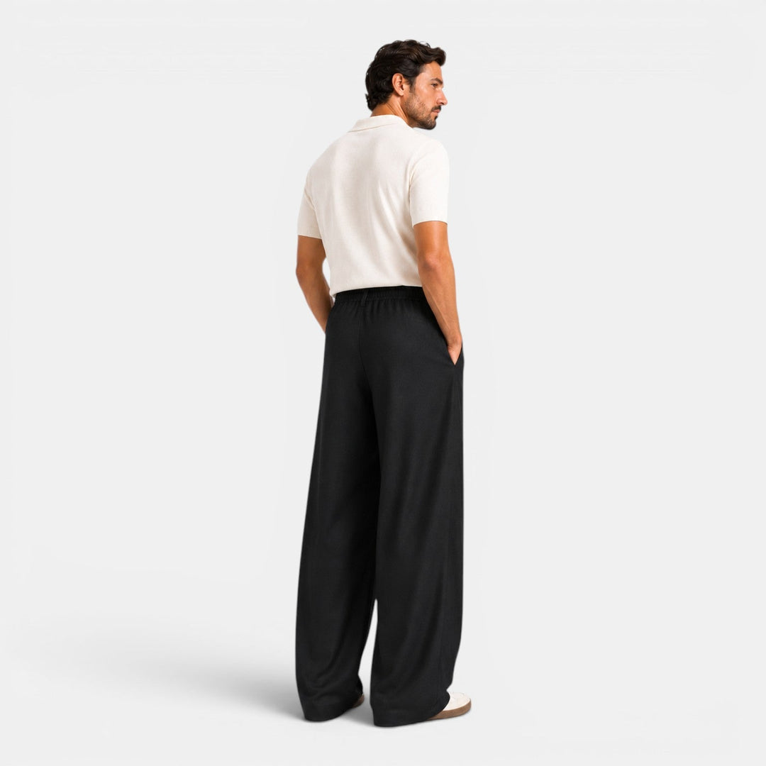 Men's Relaxed Tailored Wide Leg Pleated Trousers