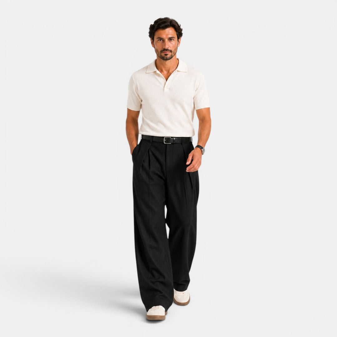 Men's Relaxed Tailored Wide Leg Pleated Trousers