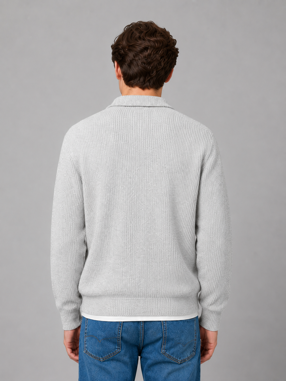 Men's Lightweight Knit Polo Collar Sweater