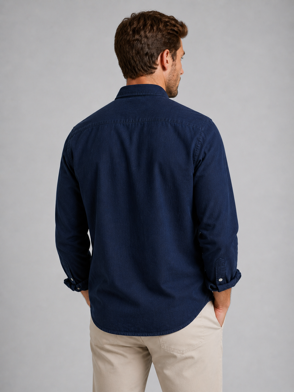 Men's Casual Cotton Button-Down Shirt with Relaxed Fit