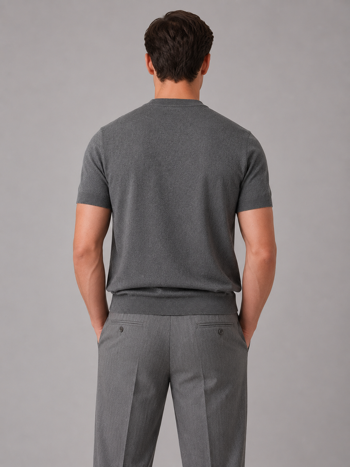 Men's Casual Fine Knit Short Sleeve Crew Neck T-Shirt