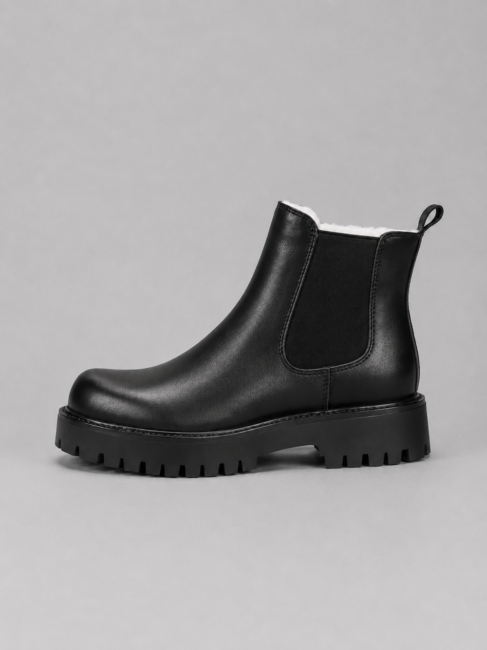 Men's Casual Leather Slip-On Chelsea Boots with Thick Sole