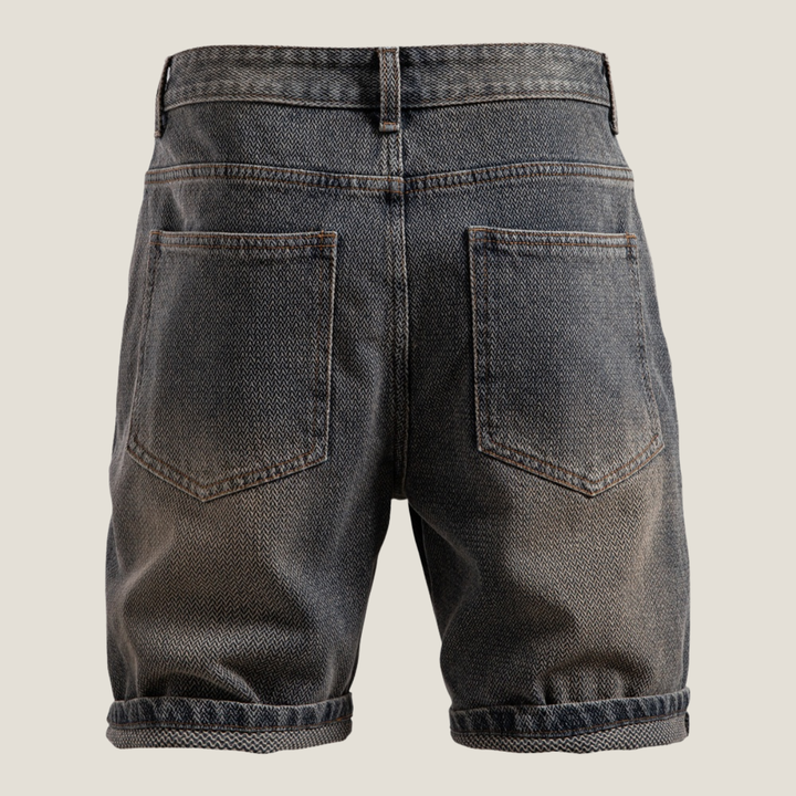 Men's Casual Denim Relaxed Fit Rolled Hem Shorts