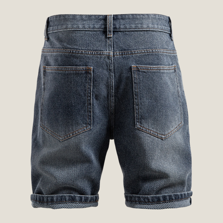 Men's Casual Denim Relaxed Fit Rolled Hem Shorts