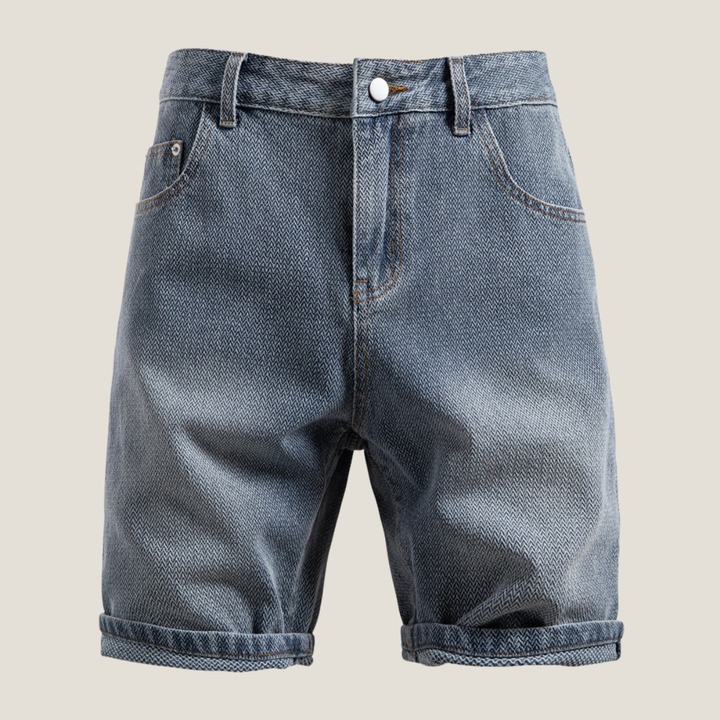 Men's Casual Denim Relaxed Fit Rolled Hem Shorts