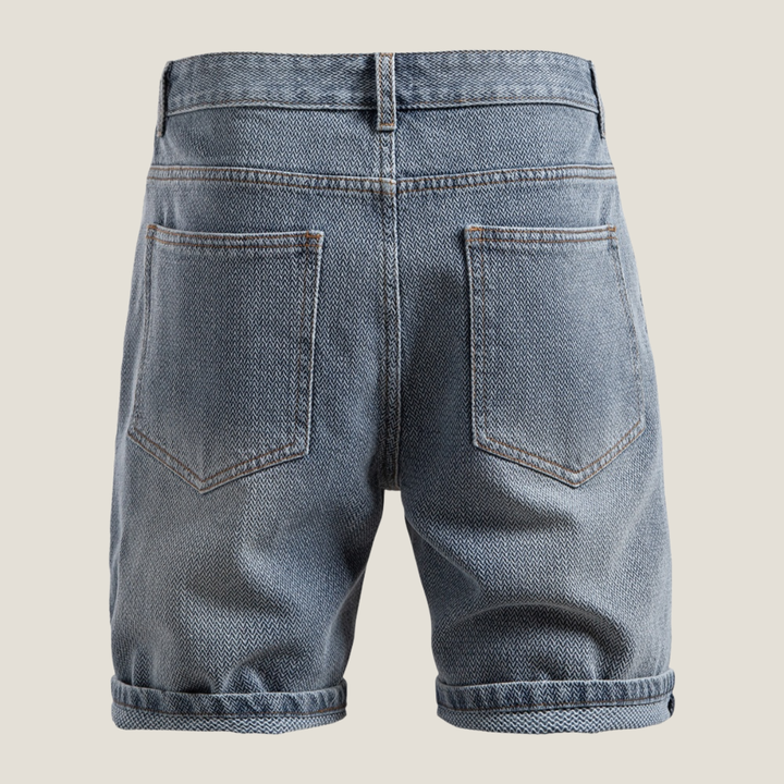 Men's Casual Denim Relaxed Fit Rolled Hem Shorts