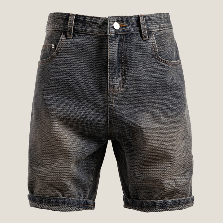 Men's Casual Denim Relaxed Fit Rolled Hem Shorts