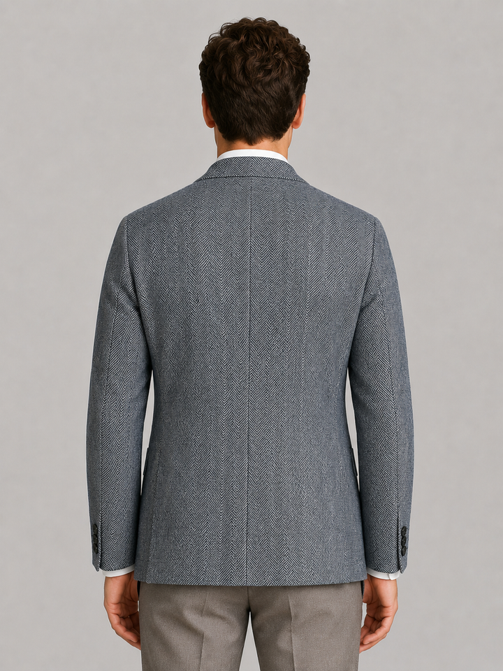 Men's Classic Herringbone Wool Tailored Blazer