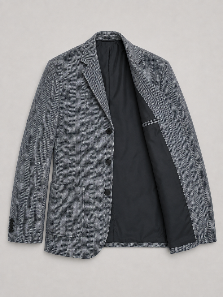 Men's Classic Herringbone Wool Tailored Blazer