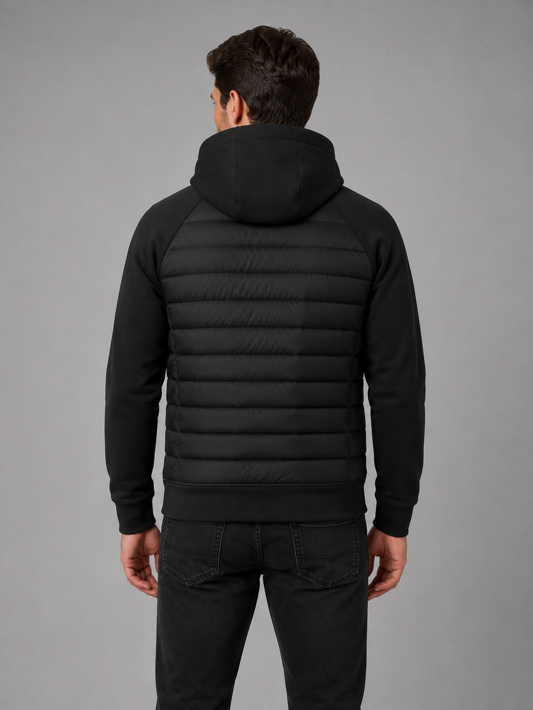 Men's Lightweight Quilted Hooded Jacket with Zip Front
