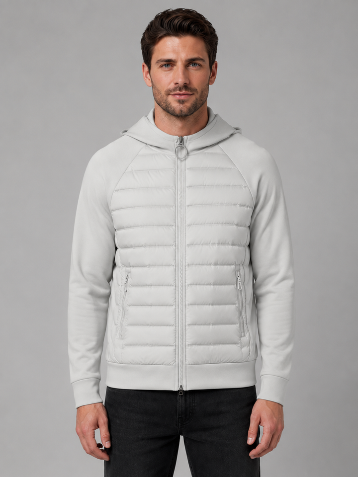 Men's Lightweight Quilted Hooded Jacket with Zip Front