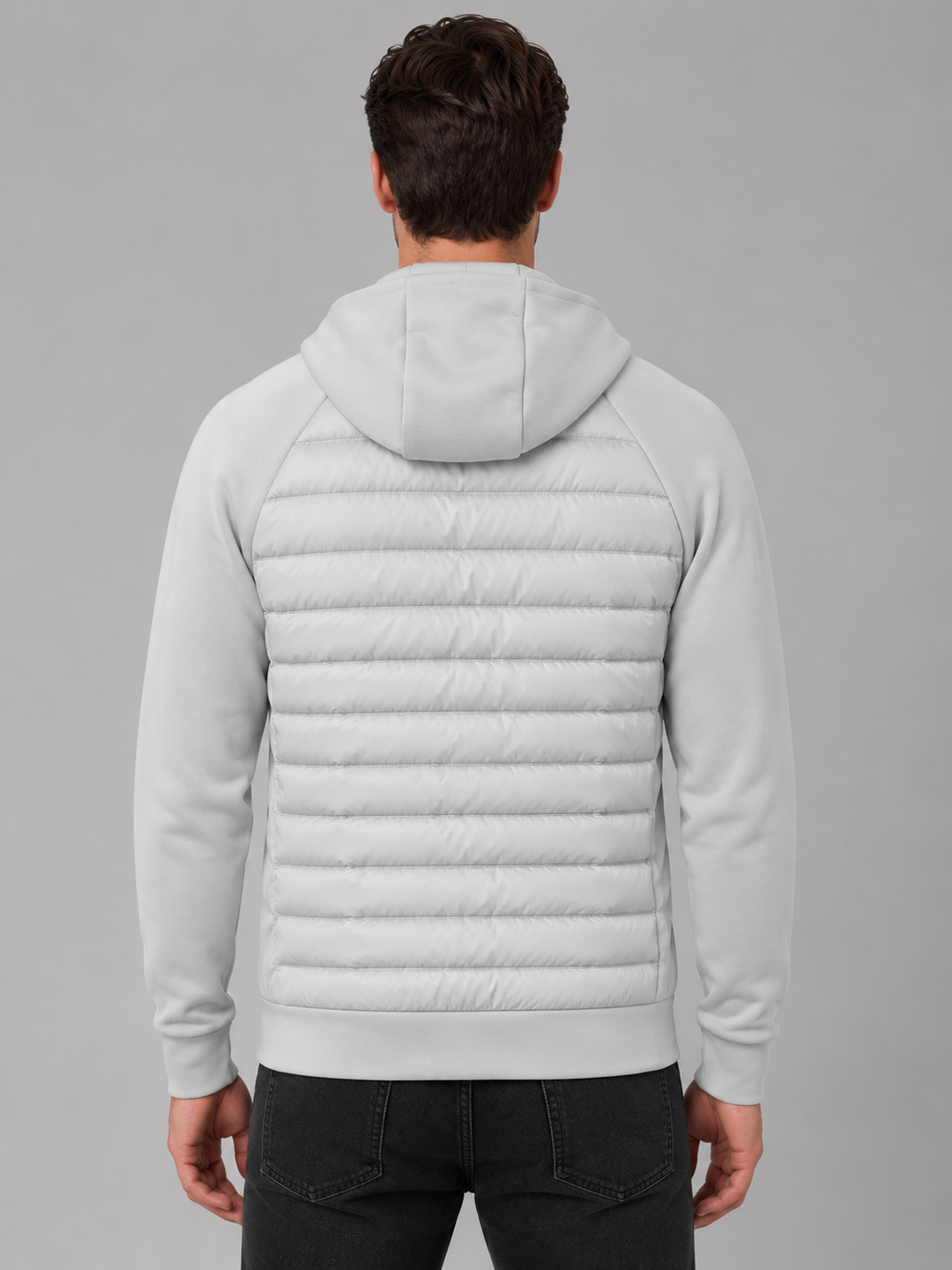 Men's Lightweight Quilted Hooded Jacket with Zip Front