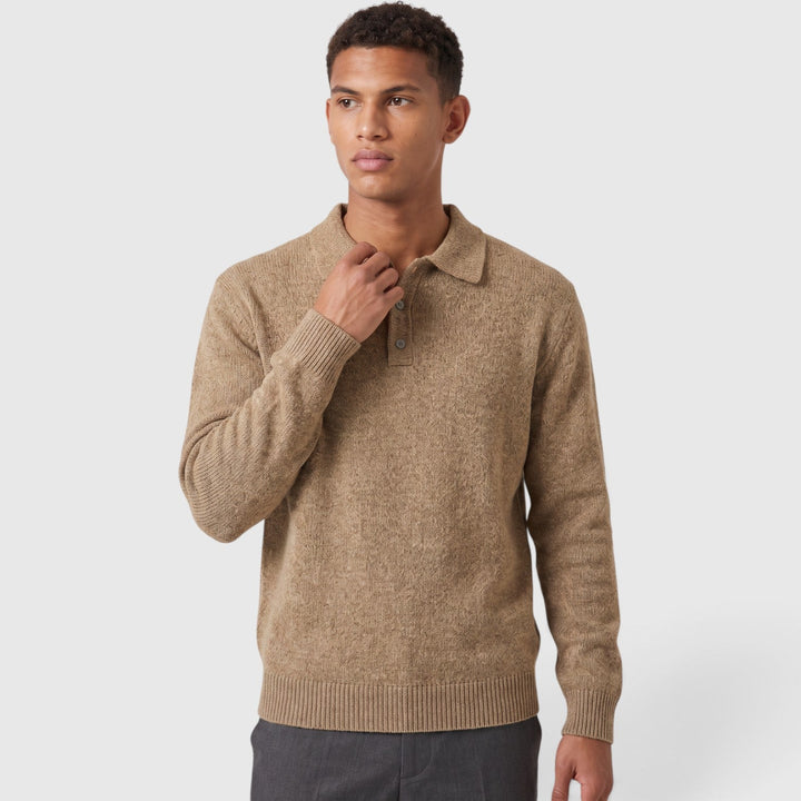 Men's Classic Knitted Acrylic Blend Polo Sweater