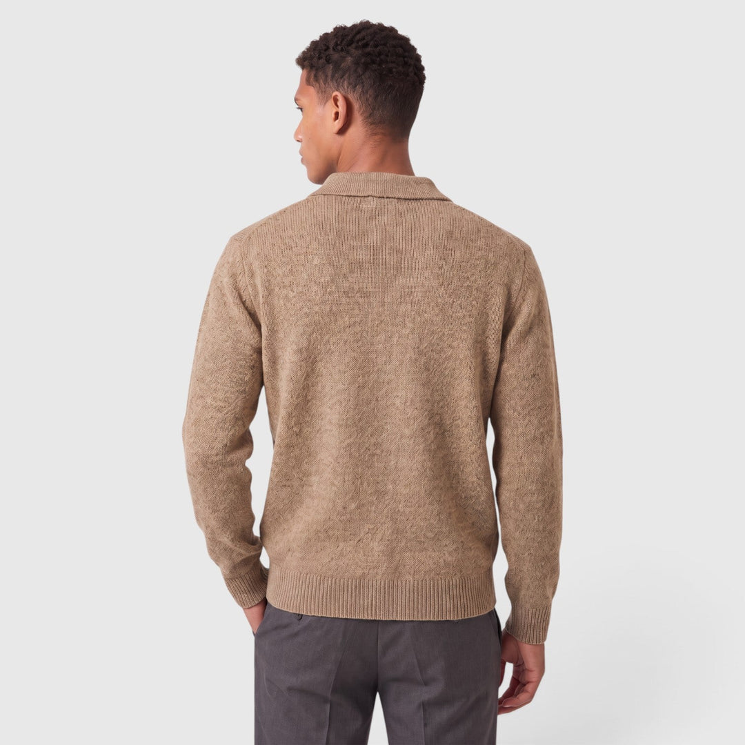 Men's Classic Knitted Acrylic Blend Polo Sweater