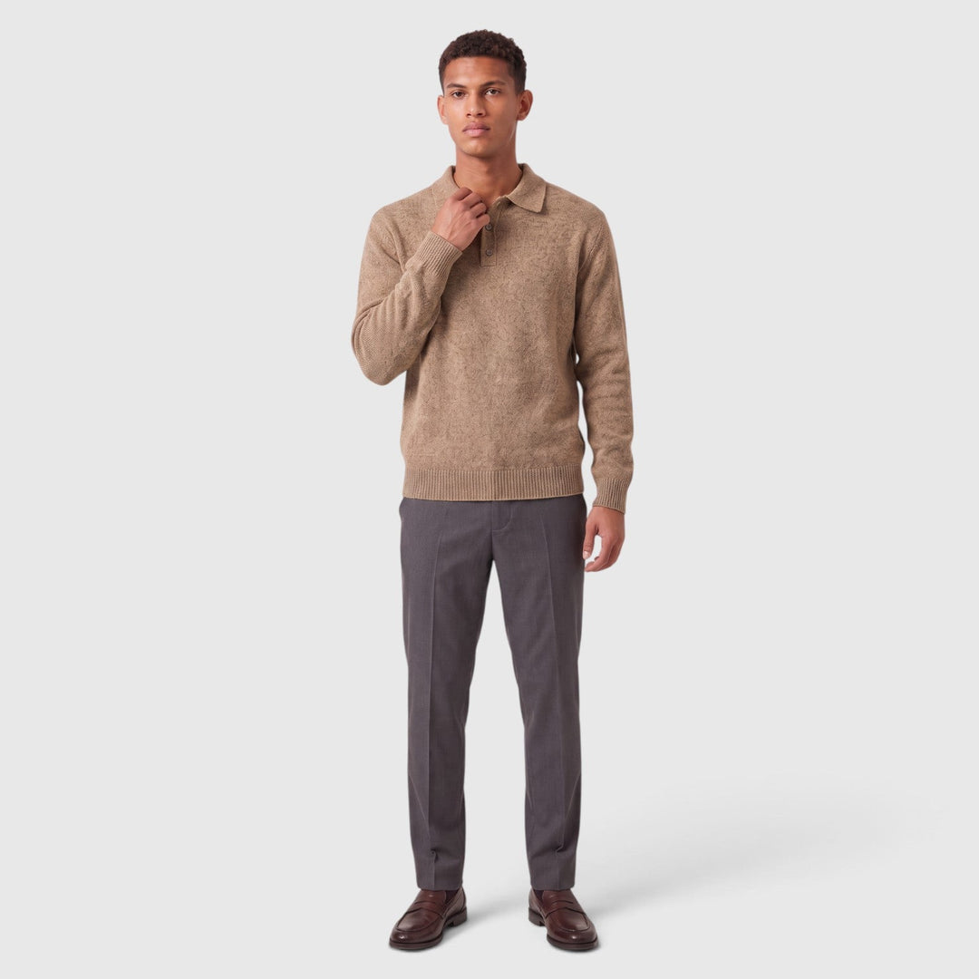 Men's Classic Knitted Acrylic Blend Polo Sweater