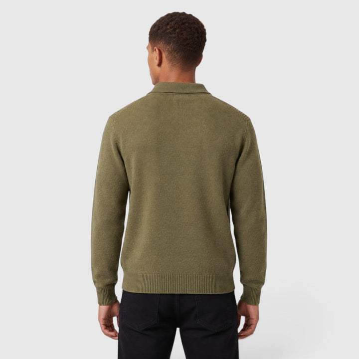 Men's Classic Knitted Acrylic Blend Polo Sweater
