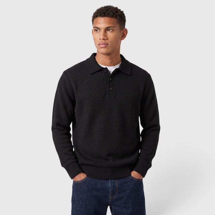 Men's Classic Knitted Acrylic Blend Polo Sweater