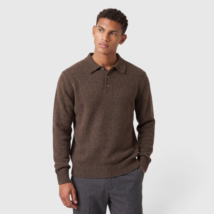 Men's Classic Knitted Acrylic Blend Polo Sweater