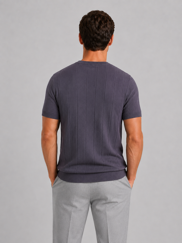 Men's Casual Knitted Cotton Short Sleeve Crew Neck T-Shirt