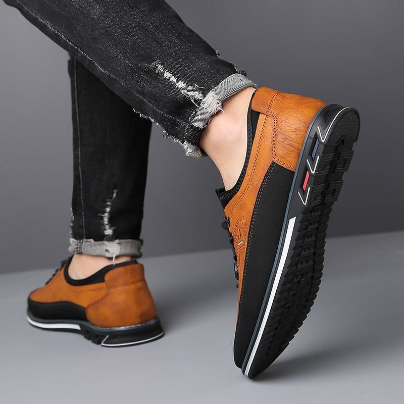 Men's Casual Leather Look Lace-Up Comfort Shoes