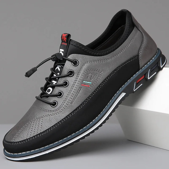 Men's Casual Leather Look Lace-Up Comfort Shoes