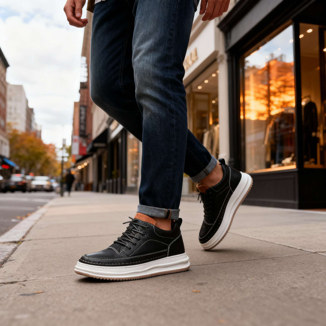 Men's Casual Leather Cushioned Trainers